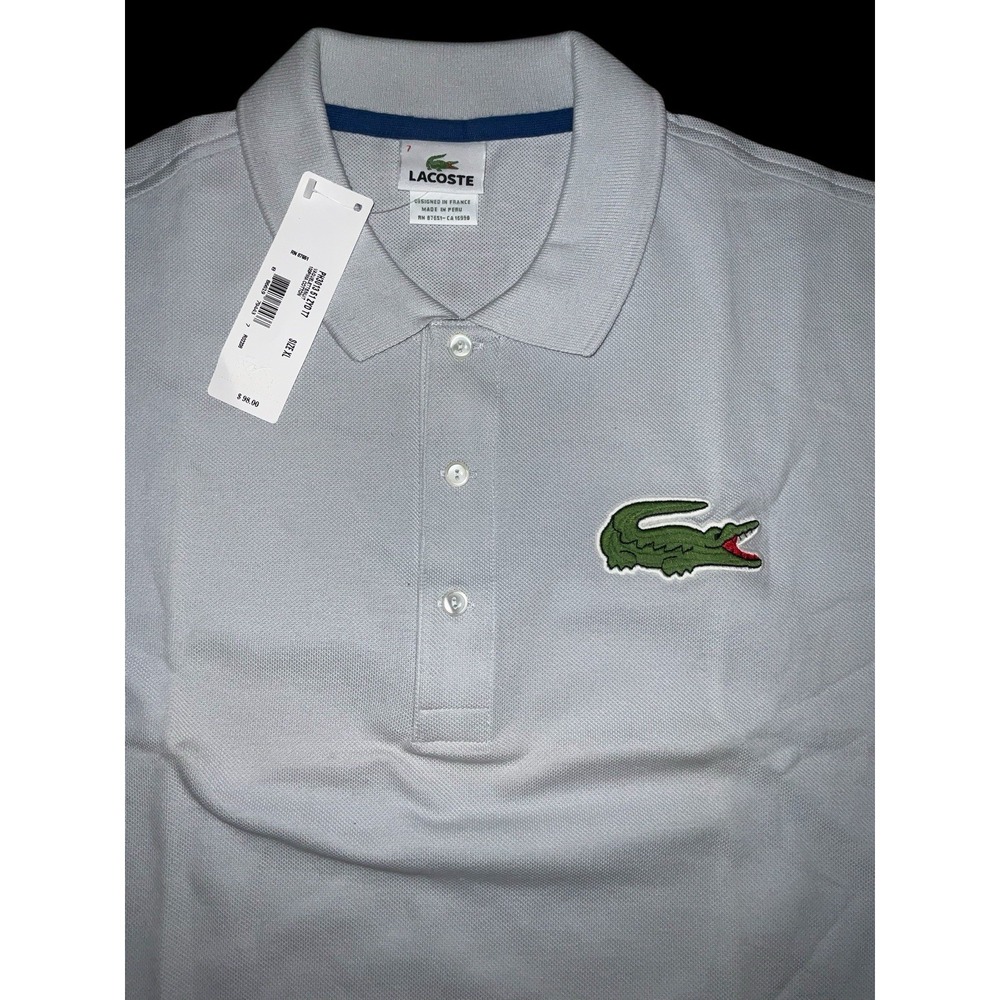 Lacoste Men's Gray Polo Shirt Regular Fit Size XL 100% Cotton  Big Logo NWT